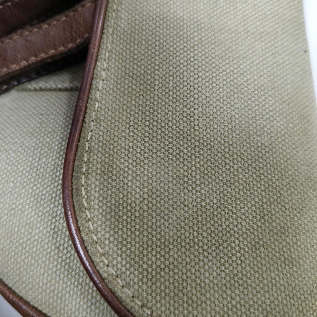Dior Saddle Vintage Khaki Canvas with Brown Leather Gold Hardware For Sale 2