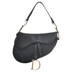 Dior Saddle Vintage Leather Black with Antiqued Gold Hardware