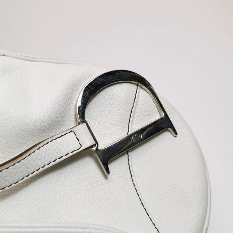 Dior Saddle Vintage Leather White with Silver Hardware 6