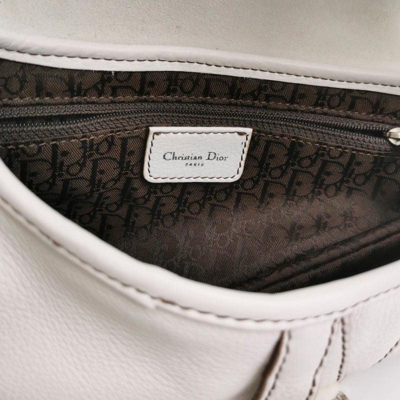 Women's Dior Saddle Vintage Leather White with Silver Hardware