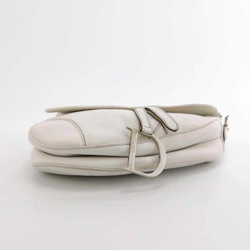 Dior Saddle Vintage Leather White with Silver Hardware 2