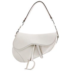 Dior Saddle Vintage Leather White with Silver Hardware