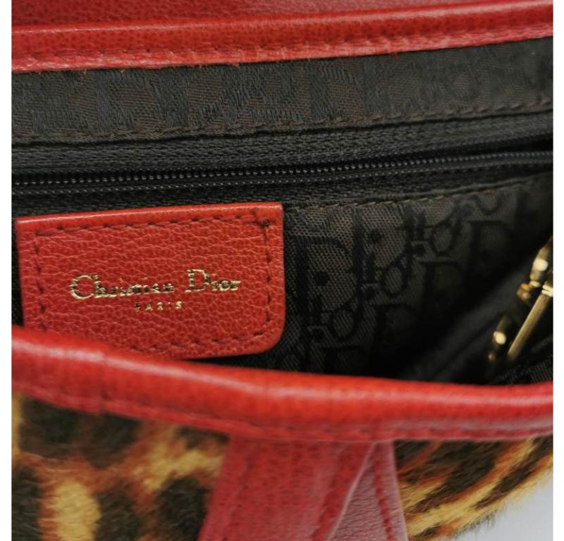 Dior Saddle Vintage Leopard Print Ponyhair and Red Leather John Galliano Rare 6