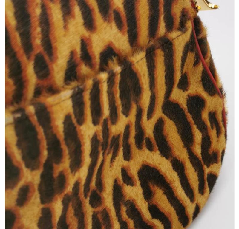 Dior Saddle Vintage Leopard Print Ponyhair and Red Leather John Galliano Rare 8