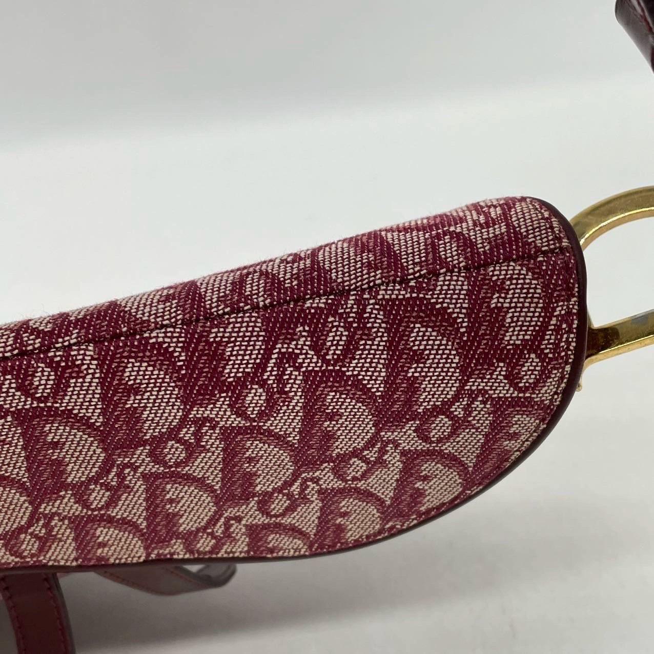 Dior Saddle Vintage Medium Red Burgundy Monogram Oblique Umhängetasche 2002 im Angebot 5