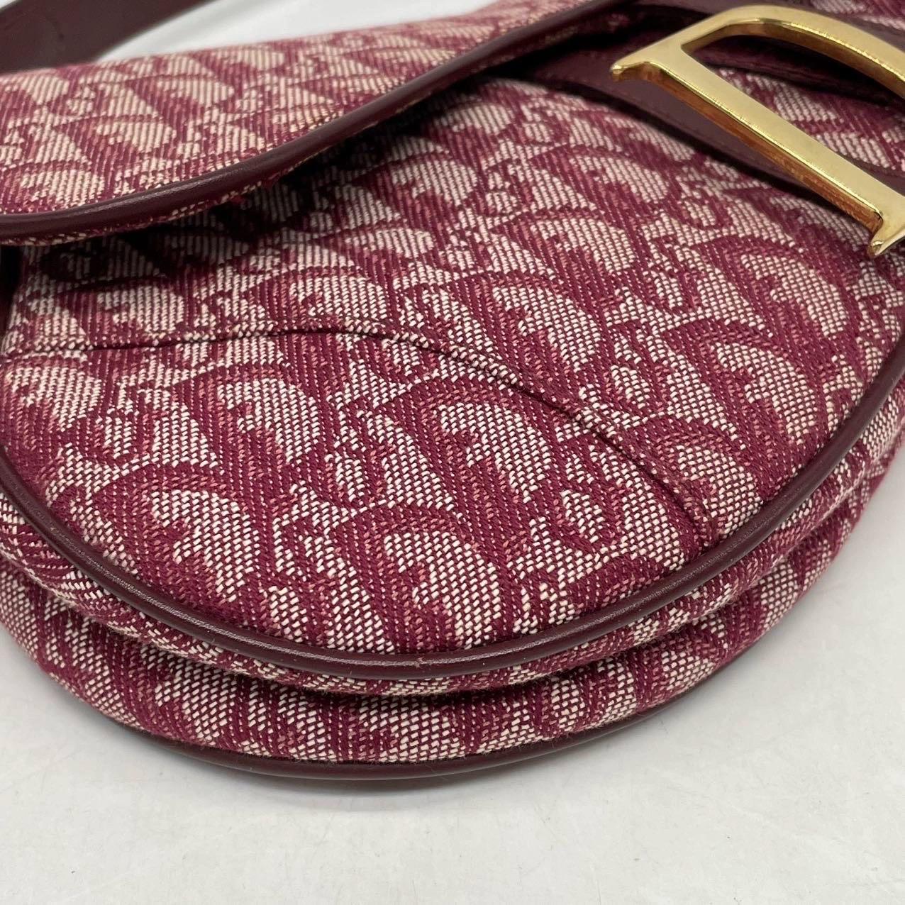 Dior Saddle Vintage Medium Red Burgundy Monogram Oblique Umhängetasche 2002 im Angebot 6