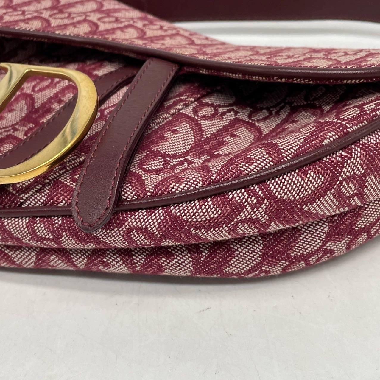 Dior Saddle Vintage Medium Red Burgundy Monogram Oblique Umhängetasche 2002 im Angebot 8