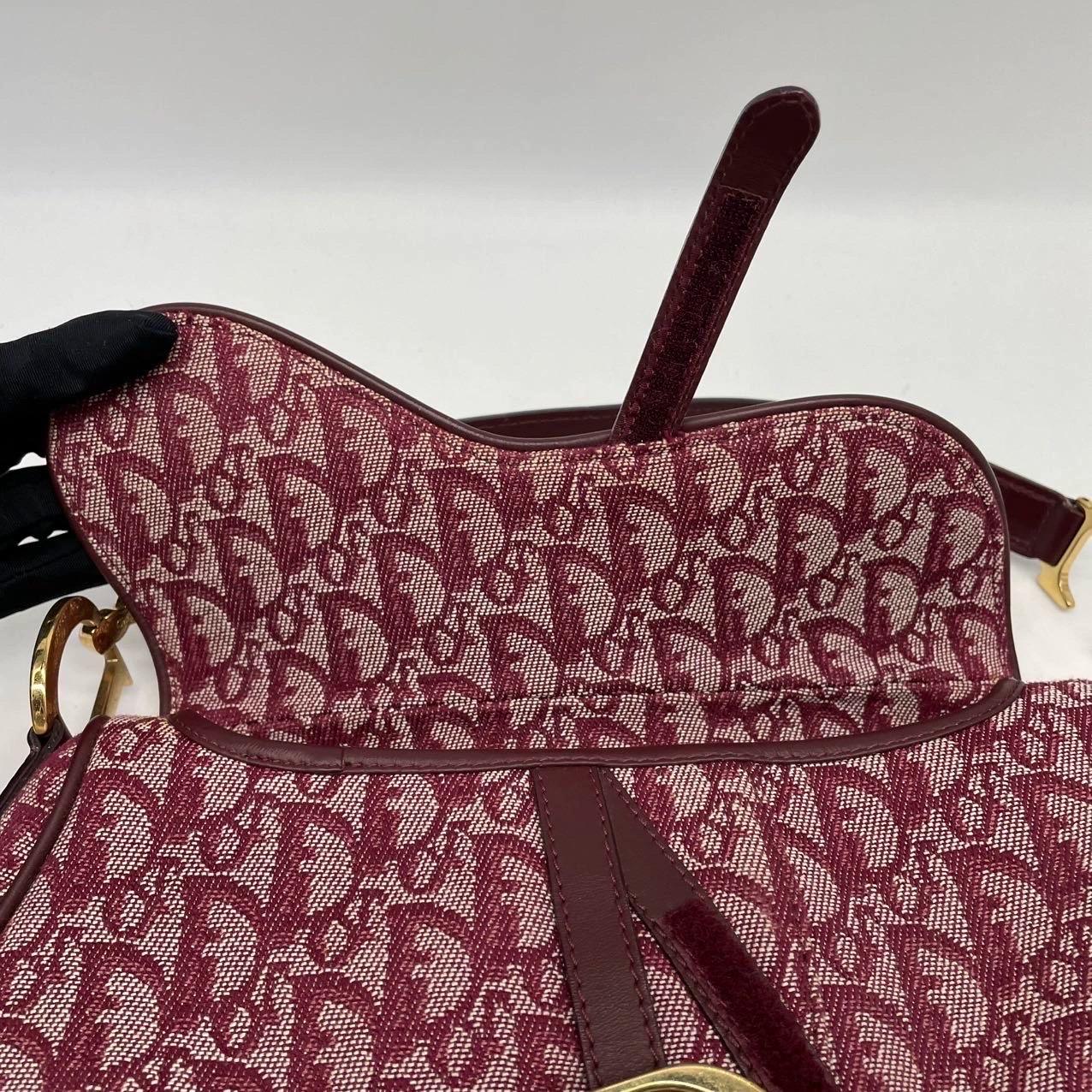 Dior Saddle Vintage Medium Red Burgundy Monogram Oblique Umhängetasche 2002 im Angebot 9