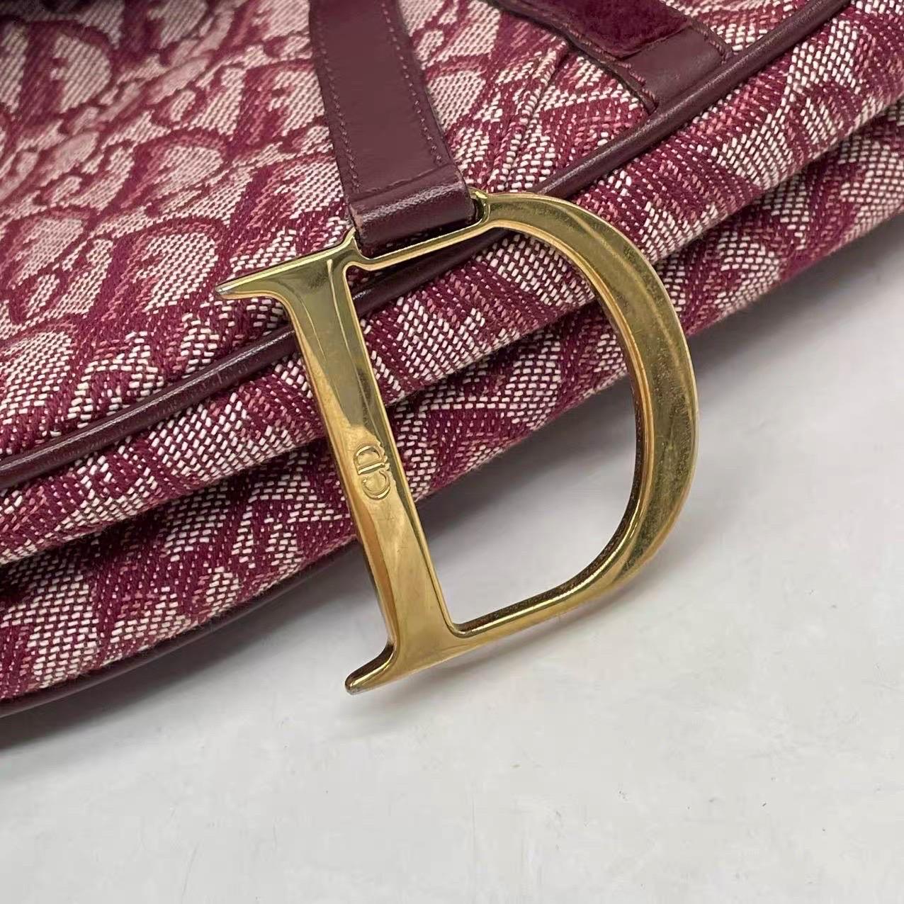 Dior Saddle Vintage Medium Red Burgundy Monogram Oblique Umhängetasche 2002 im Angebot 14