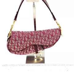 Dior Saddle Vintage Medium Red Burgundy Monogram Oblique Umhängetasche 2002