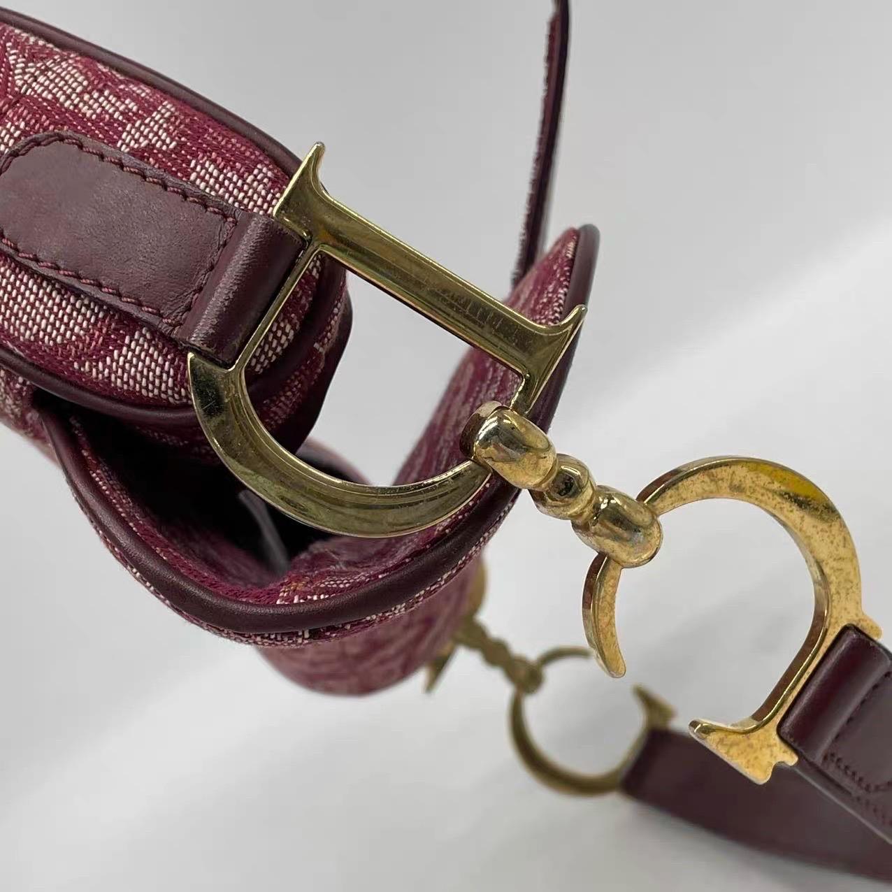 Dior Saddle Vintage Medium Red Burgundy Monogram Oblique Umhängetasche 2002 im Angebot 15