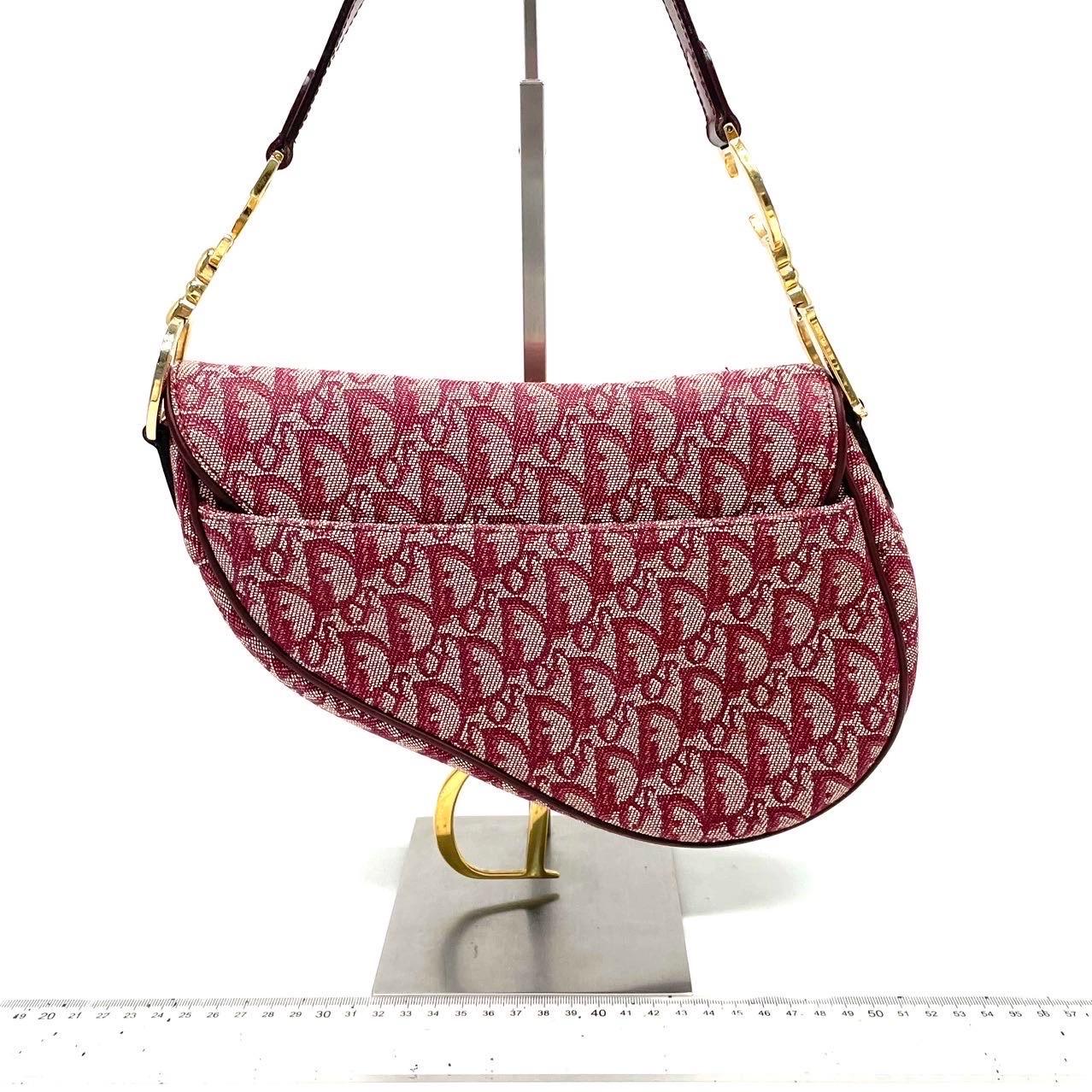 Dior Saddle Vintage Medium Red Burgundy Monogram Oblique Umhängetasche 2002 (Rot) im Angebot