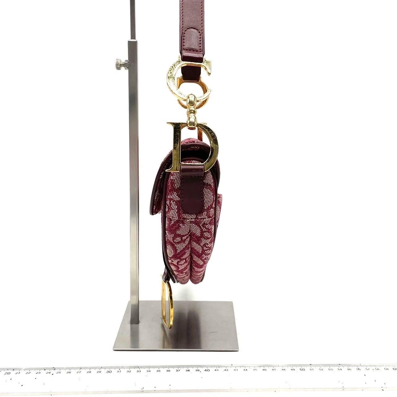 Dior Saddle Vintage Medium Red Burgundy Monogram Oblique Umhängetasche 2002 Damen im Angebot
