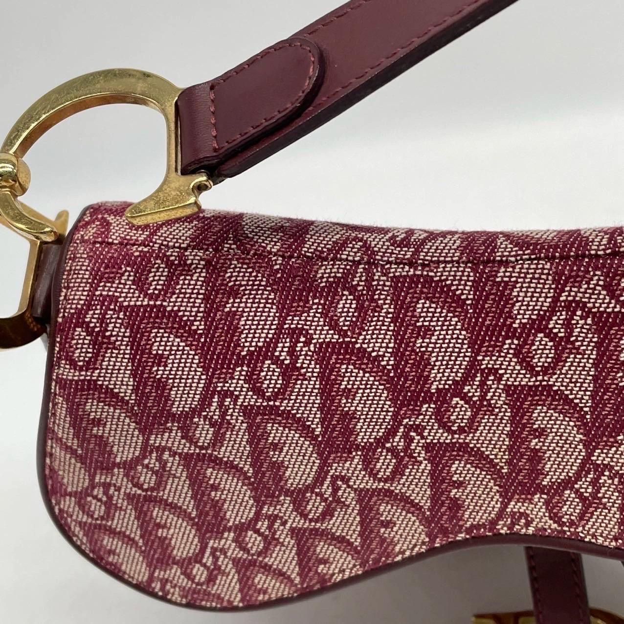 Dior Saddle Vintage Medium Red Burgundy Monogram Oblique Umhängetasche 2002 im Angebot 1