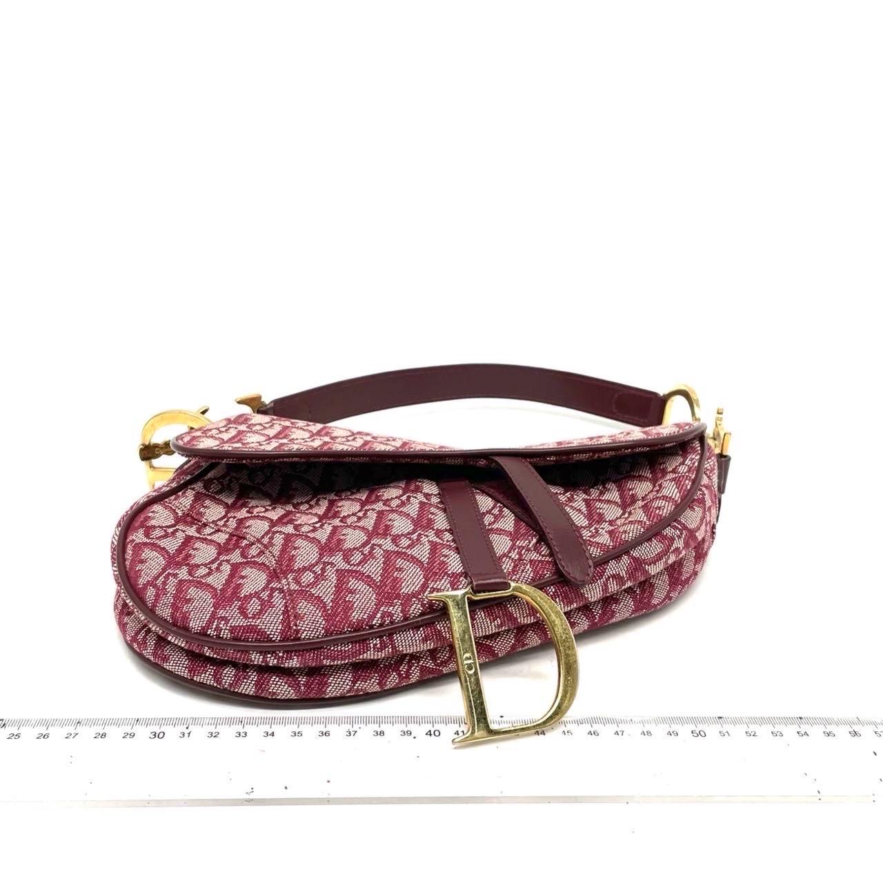 Dior Saddle Vintage Medium Red Burgundy Monogram Oblique Umhängetasche 2002 im Angebot 2