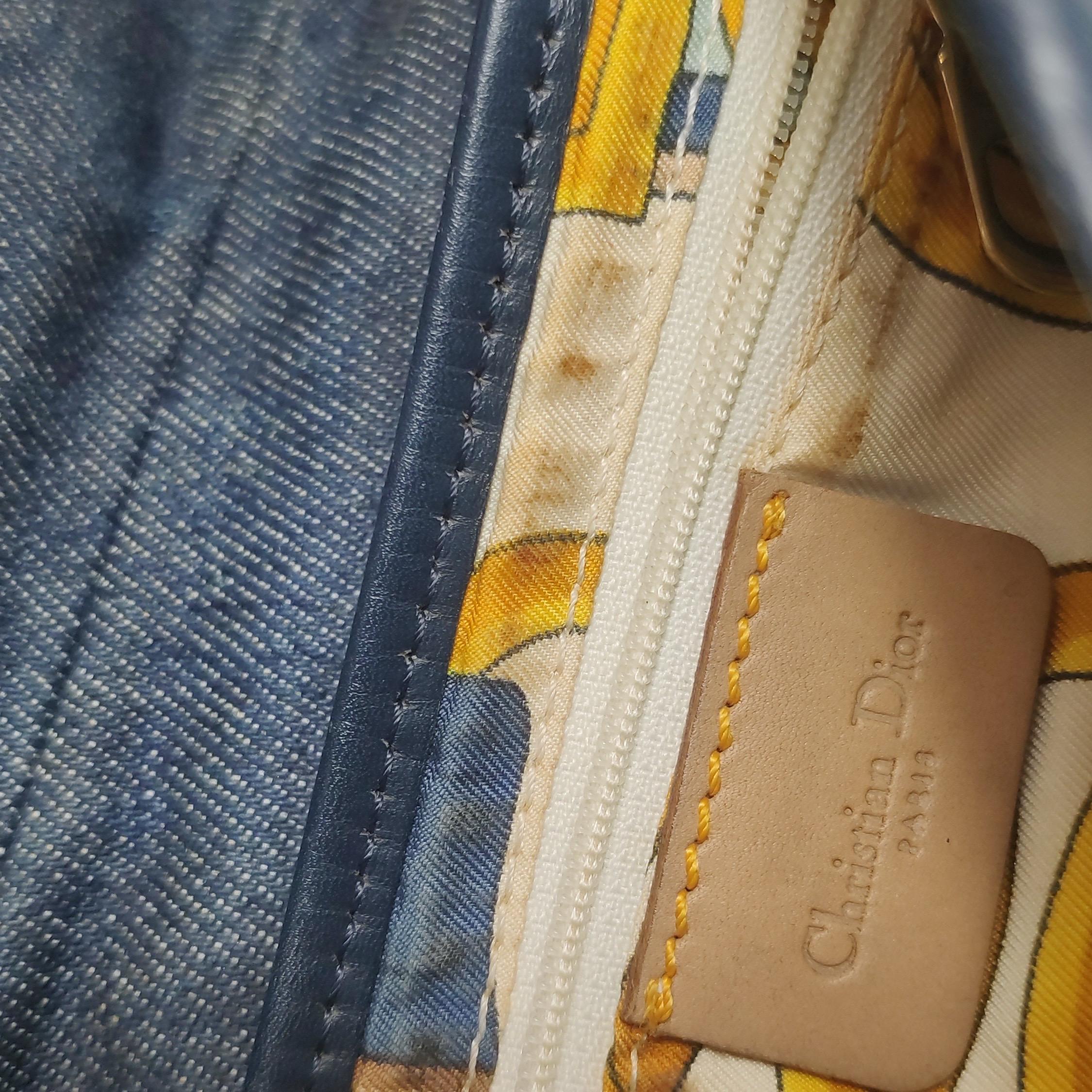 Dior Saddle Vintage Navy Denim with Silk Lining and Leather Trim 6