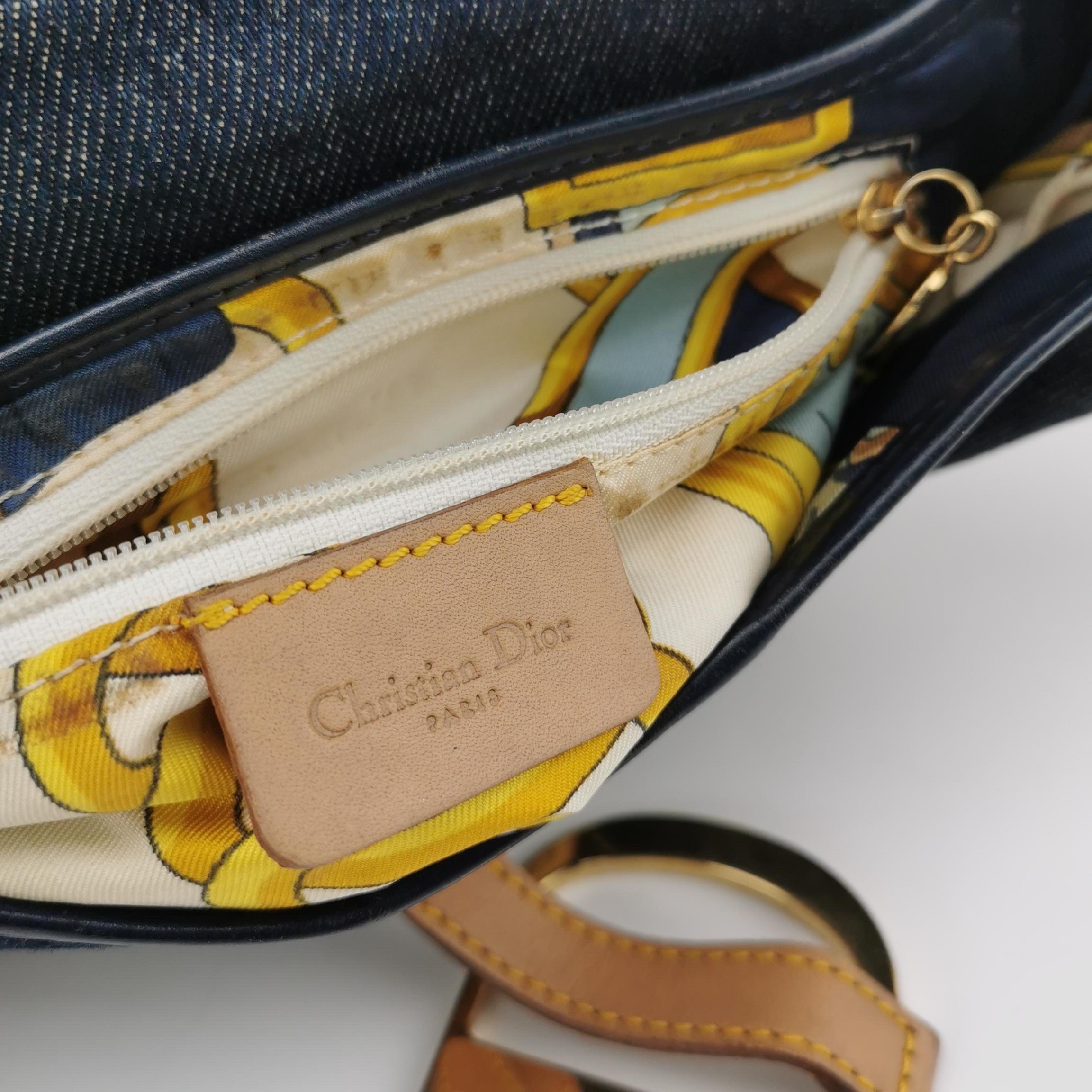 Dior Saddle Vintage Navy Denim with Silk Lining and Leather Trim 10