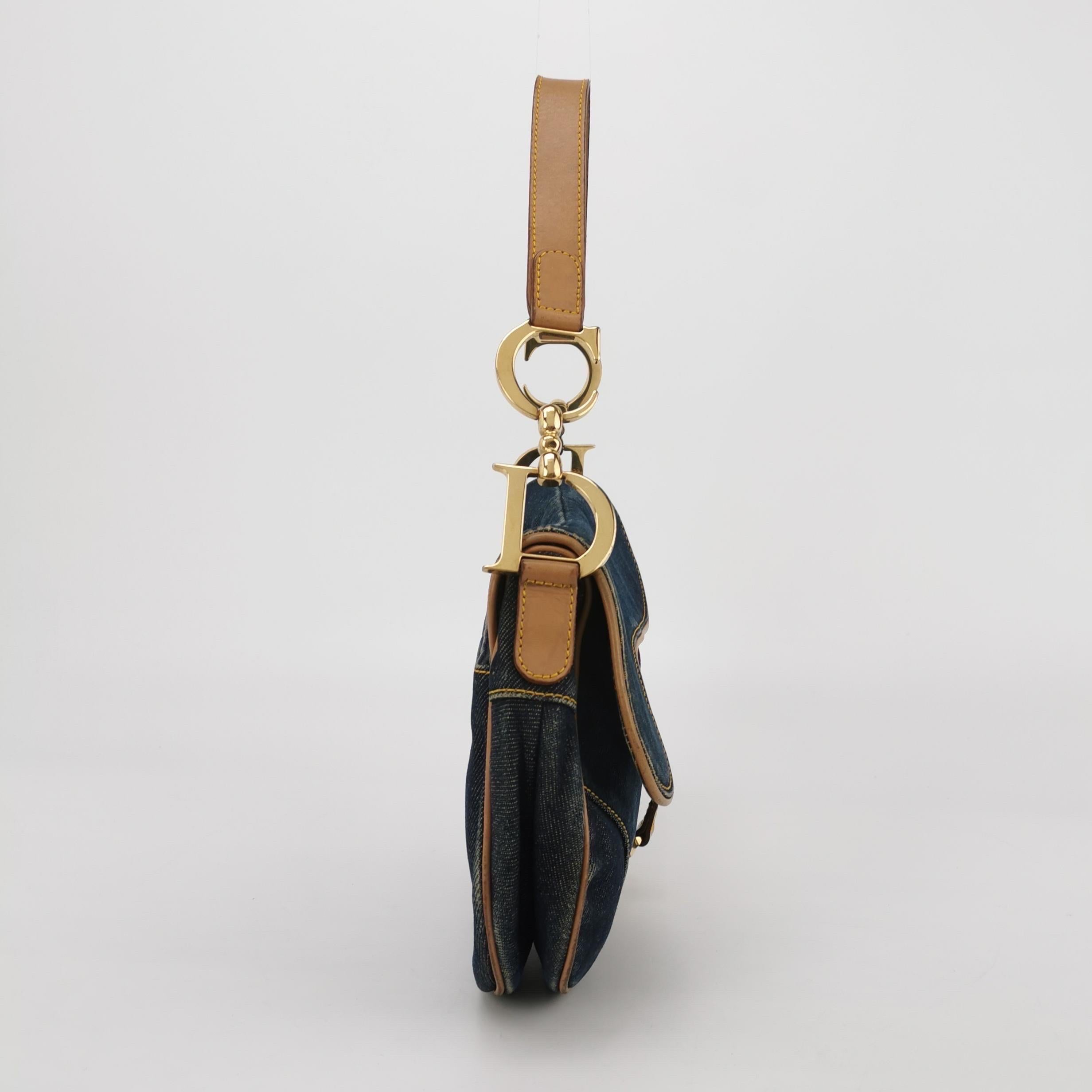 Dior Saddle Vintage Navy Denim with Silk Lining and Leather Trim 1