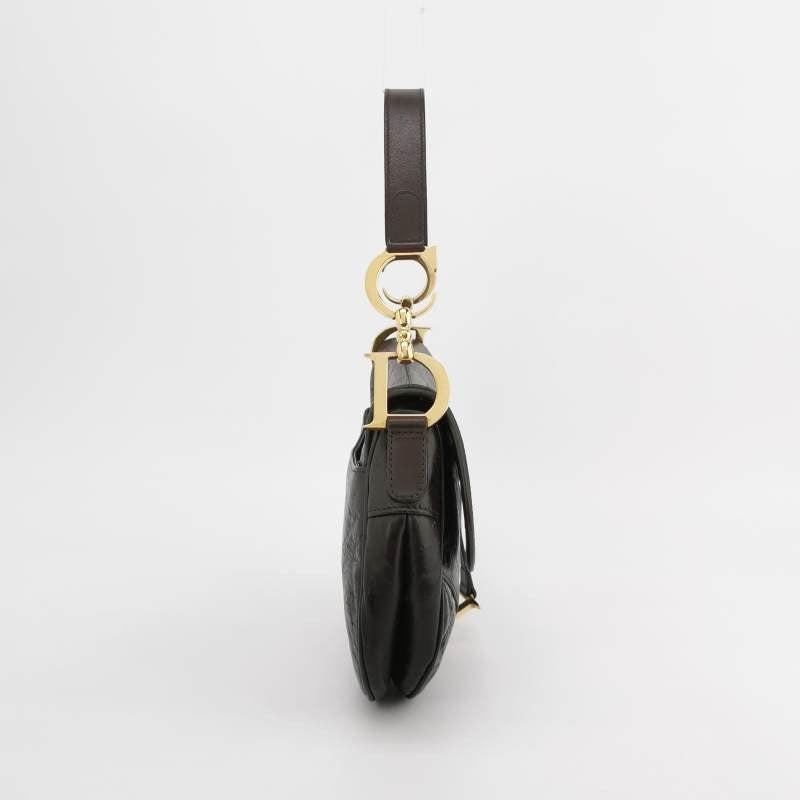 Women's Dior Saddle Vintage Ostrich Leather Dark Brown Shoulder Bag For Sale