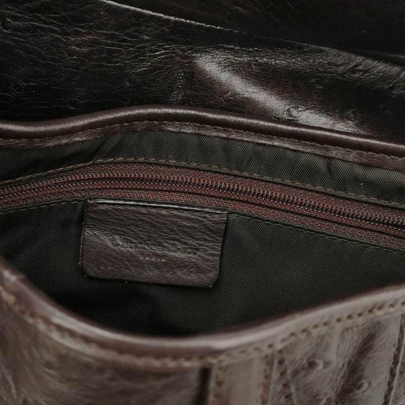Dior Saddle Vintage Ostrich Leather Dark Brown Shoulder Bag For Sale 2