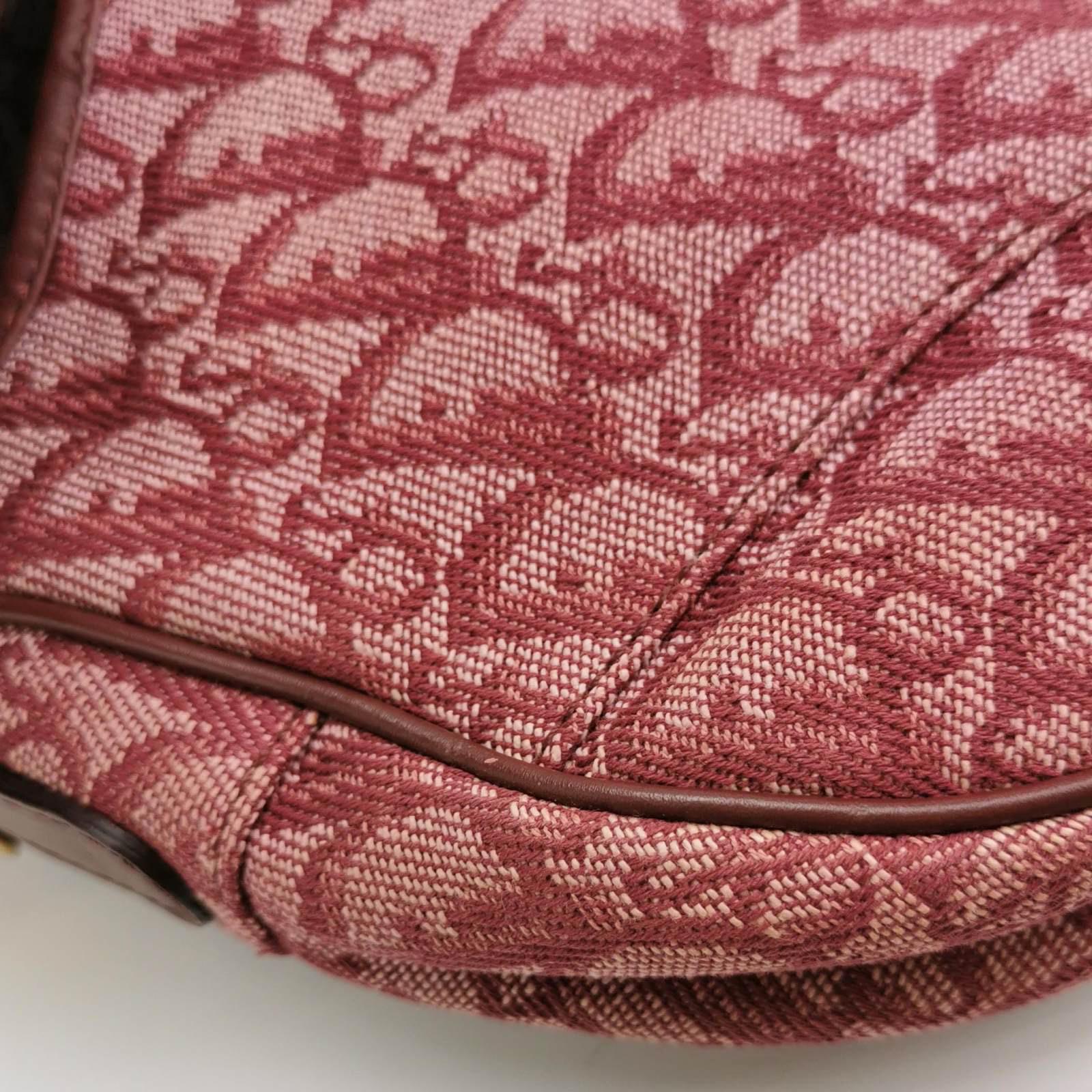 Dior Saddle Vintage Red Oblique Shoulder Bag Silver Hardware 5