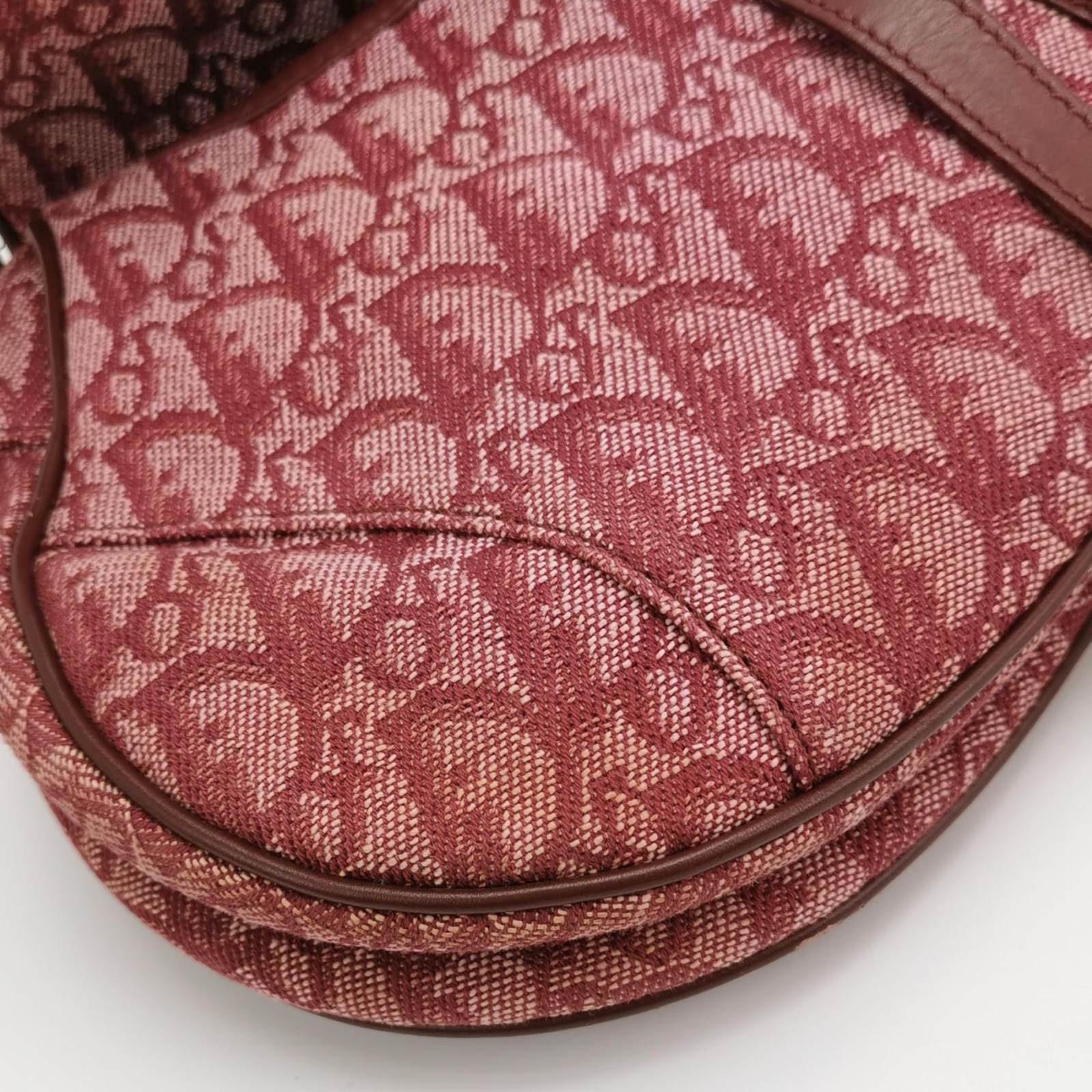 Dior Saddle Vintage Red Oblique Shoulder Bag Silver Hardware For Sale 7