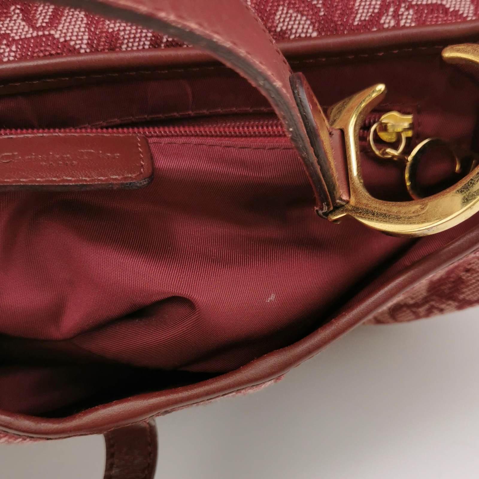 Dior Saddle Vintage Red Oblique Shoulder Bag Silver Hardware For Sale 8