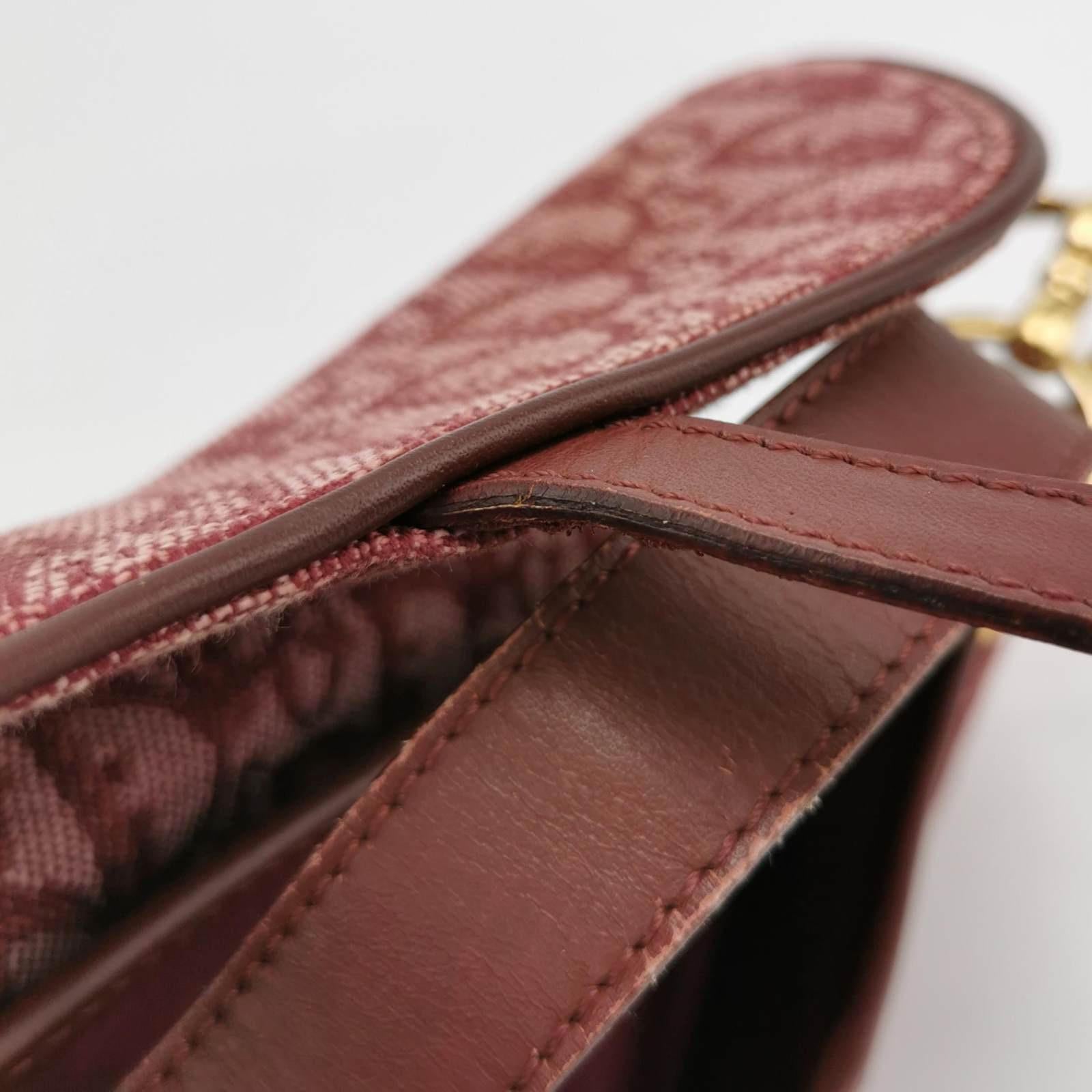 Dior Saddle Vintage Red Oblique Shoulder Bag Silver Hardware For Sale 9