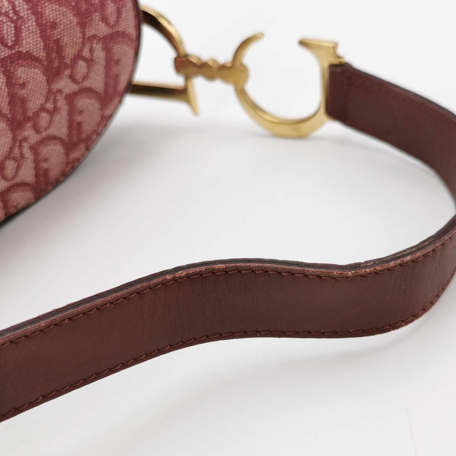 Dior Saddle Vintage Red Oblique Shoulder Bag Silver Hardware For Sale 10
