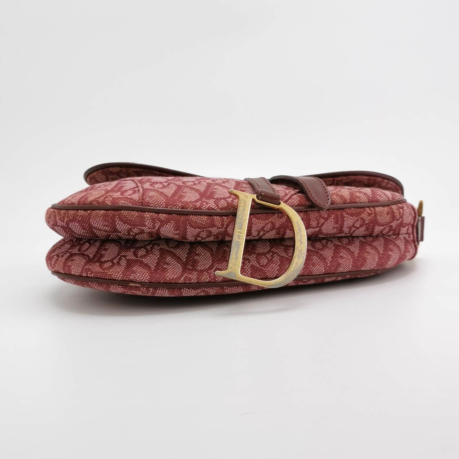 Sac à bandoulière Oblique rouge vintage Dior Saddle Silver Hardware en vente 1