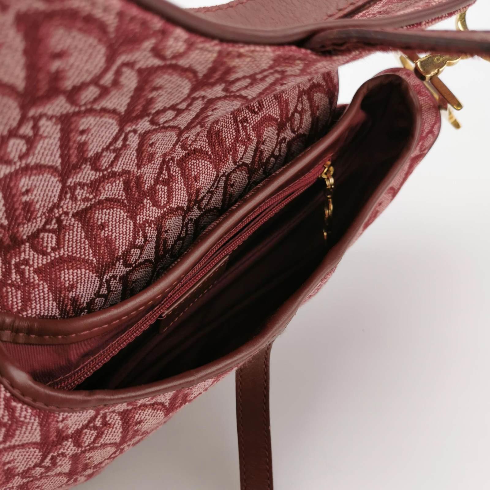 Dior Saddle Vintage Red Oblique Shoulder Bag Silver Hardware 1