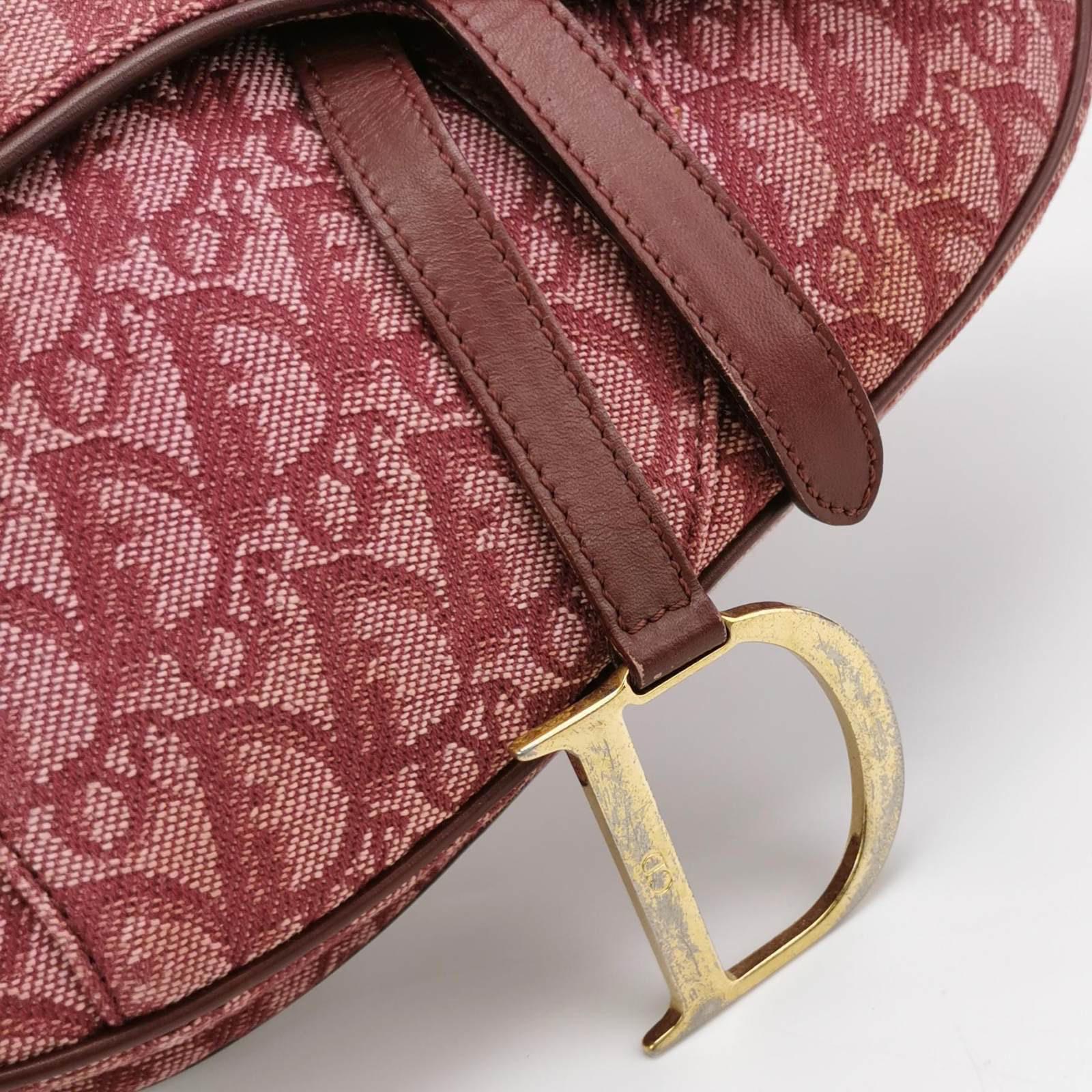 Dior Saddle Vintage Red Oblique Shoulder Bag Silver Hardware 3