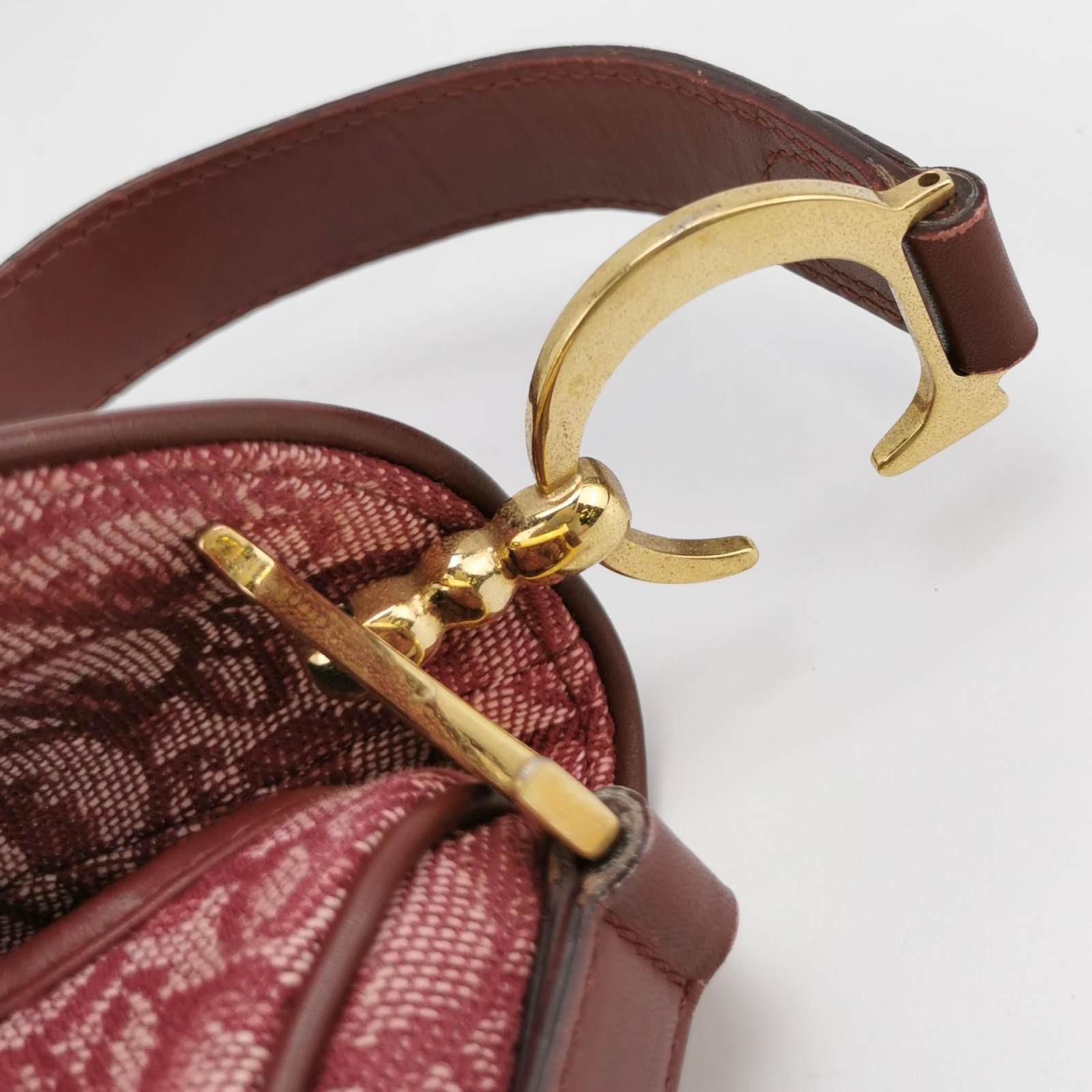 Dior Saddle Vintage Red Oblique Shoulder Bag Silver Hardware 4