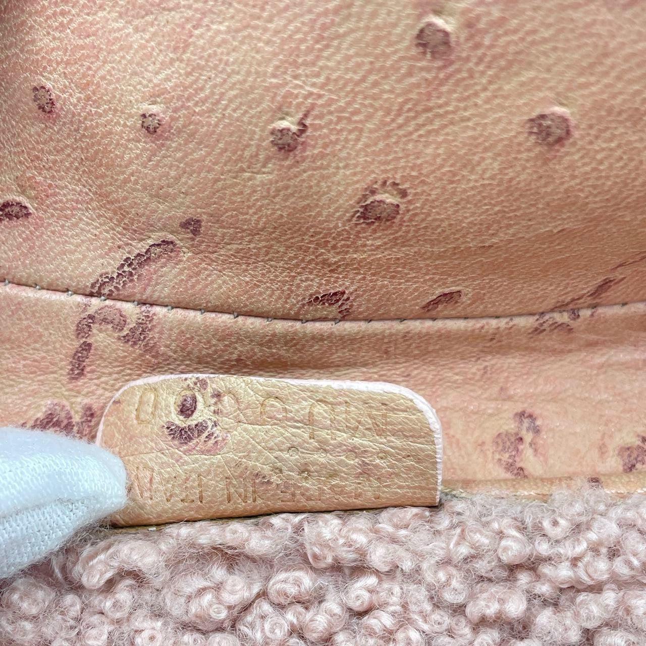 Dior Saddle Vintage Shoulder Bag Medium Shearling and Ostrich Leather Pink For Sale 6
