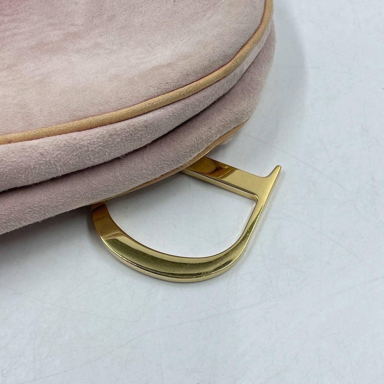 Dior Saddle Vintage Shoulder Bag Medium Shearling and Ostrich Leather Pink For Sale 9