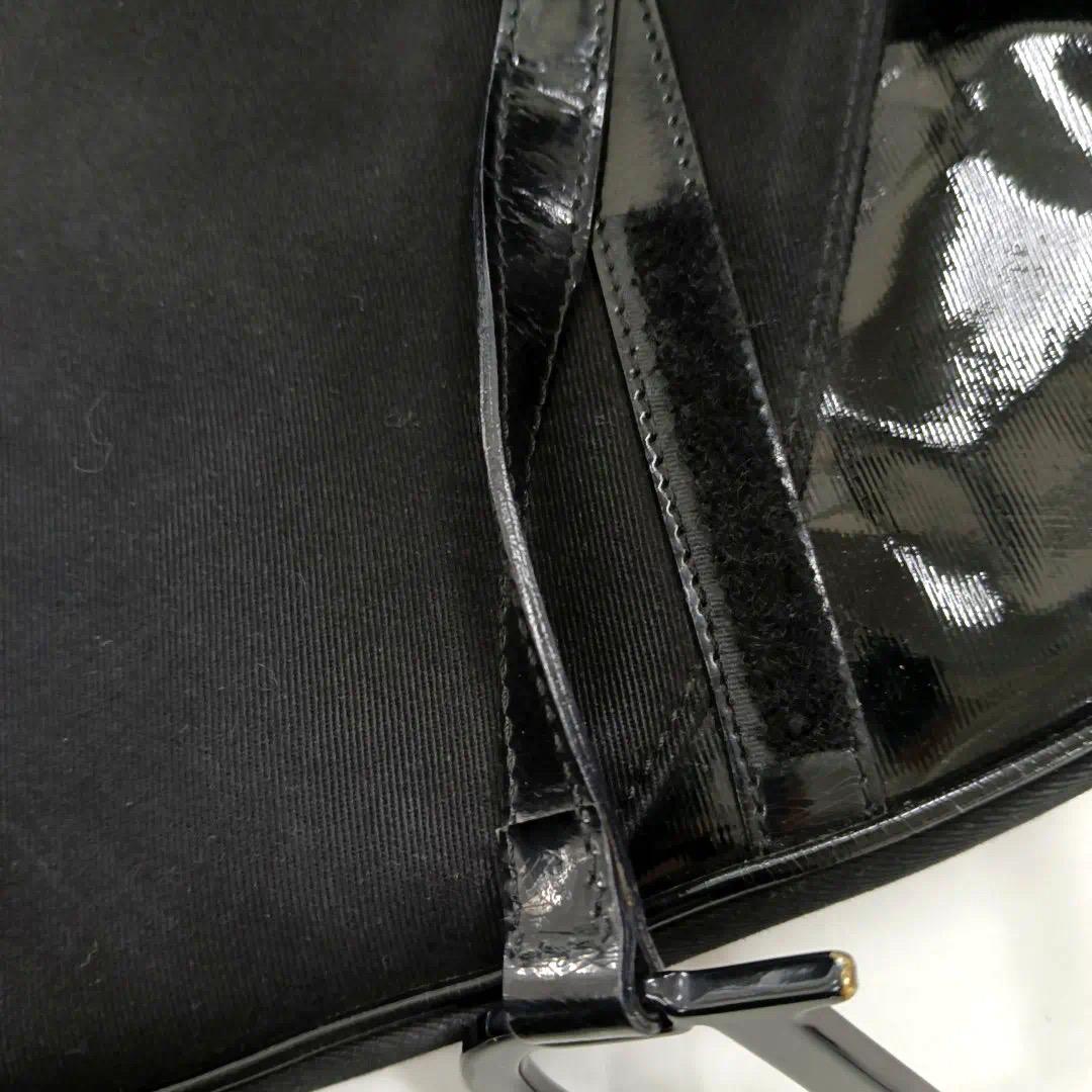 Dior Saddle Vintage So Black Fabric and Patent Leather Shoulder Bag For Sale 7