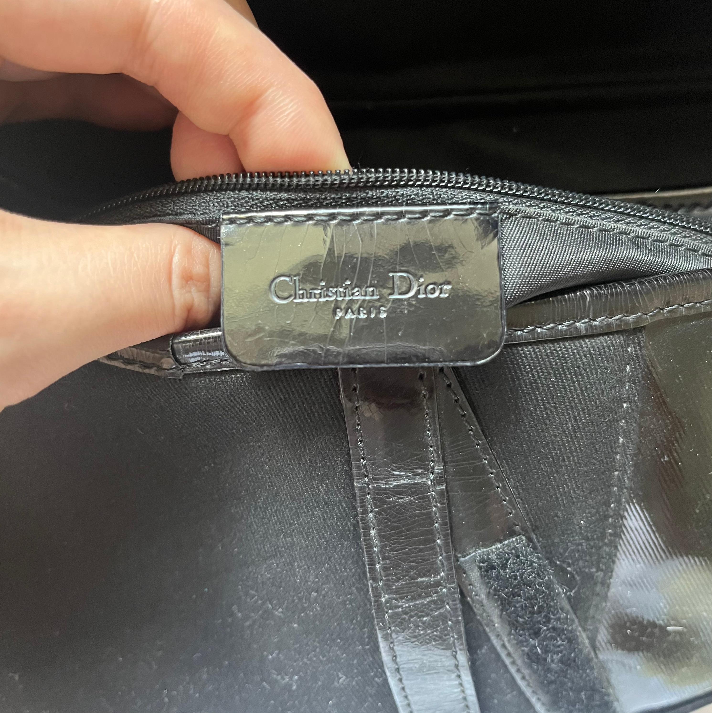 Dior Saddle Vintage So Black Fabric and Patent Leather Shoulder Bag For Sale 9