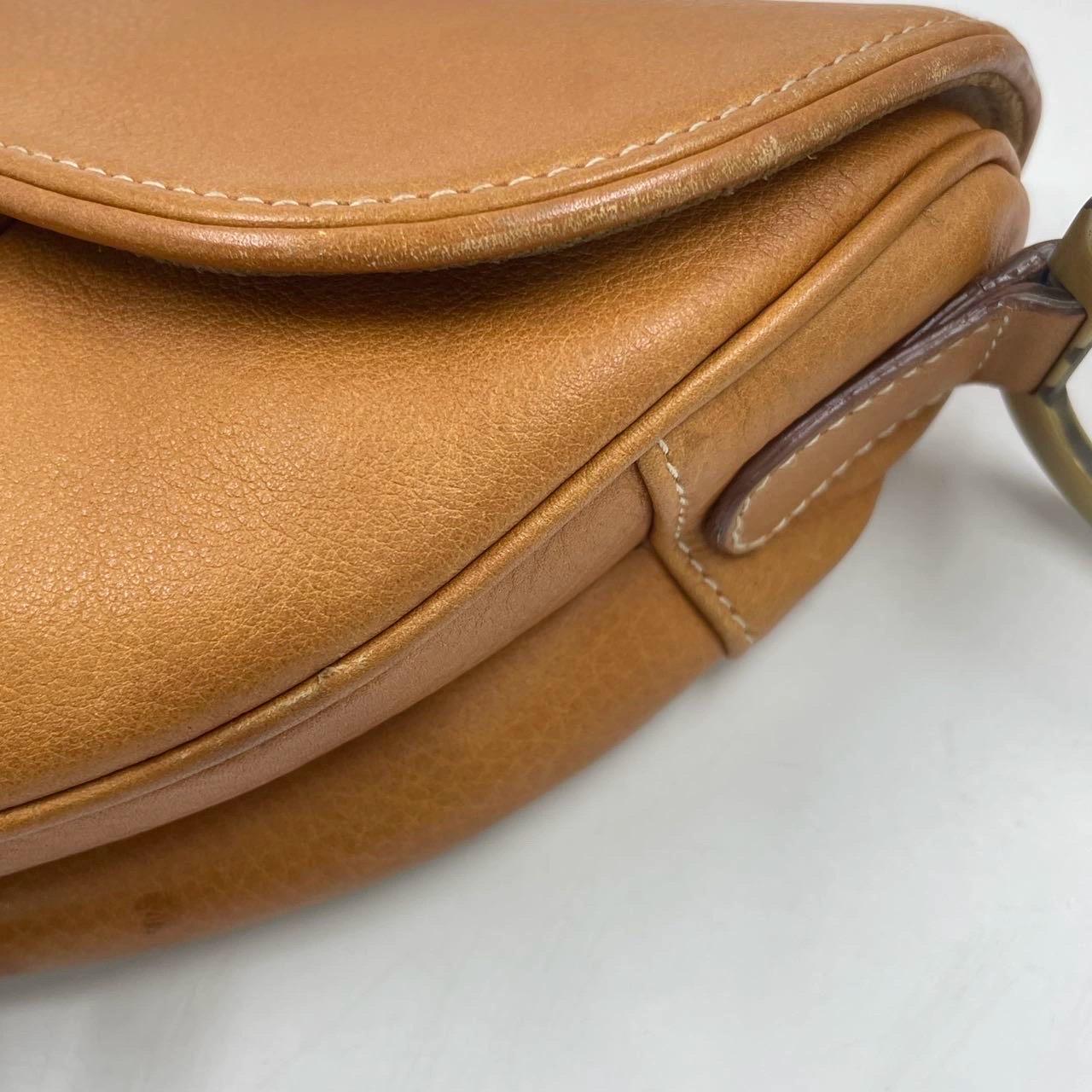 Dior Saddle Vintage Tan Brown Calfskin Leather Gold Hardware Shoulder Bag For Sale 8