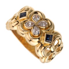 Vintage Dior Sapphire Diamond Yellow Gold Cocktail Ring