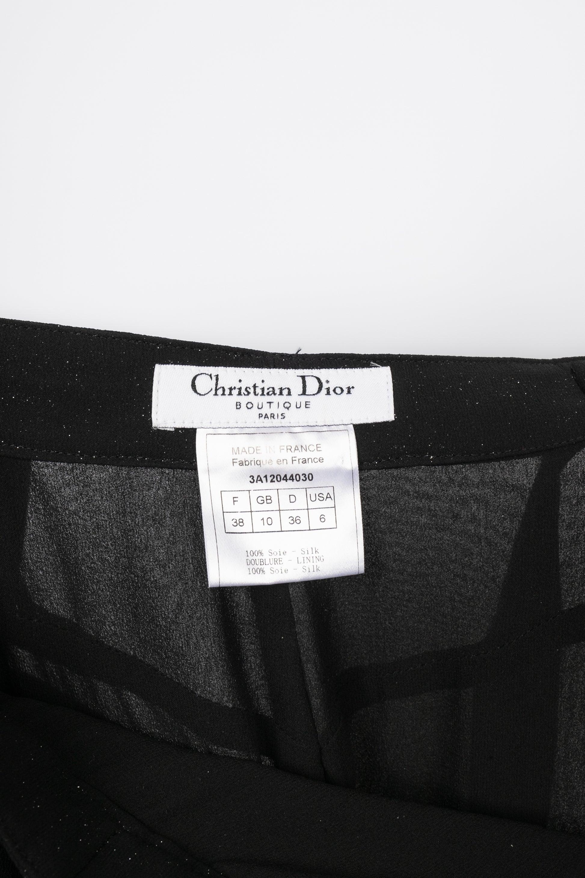 Pantalon en soie noire à paillettes Dior Automne 2003 4