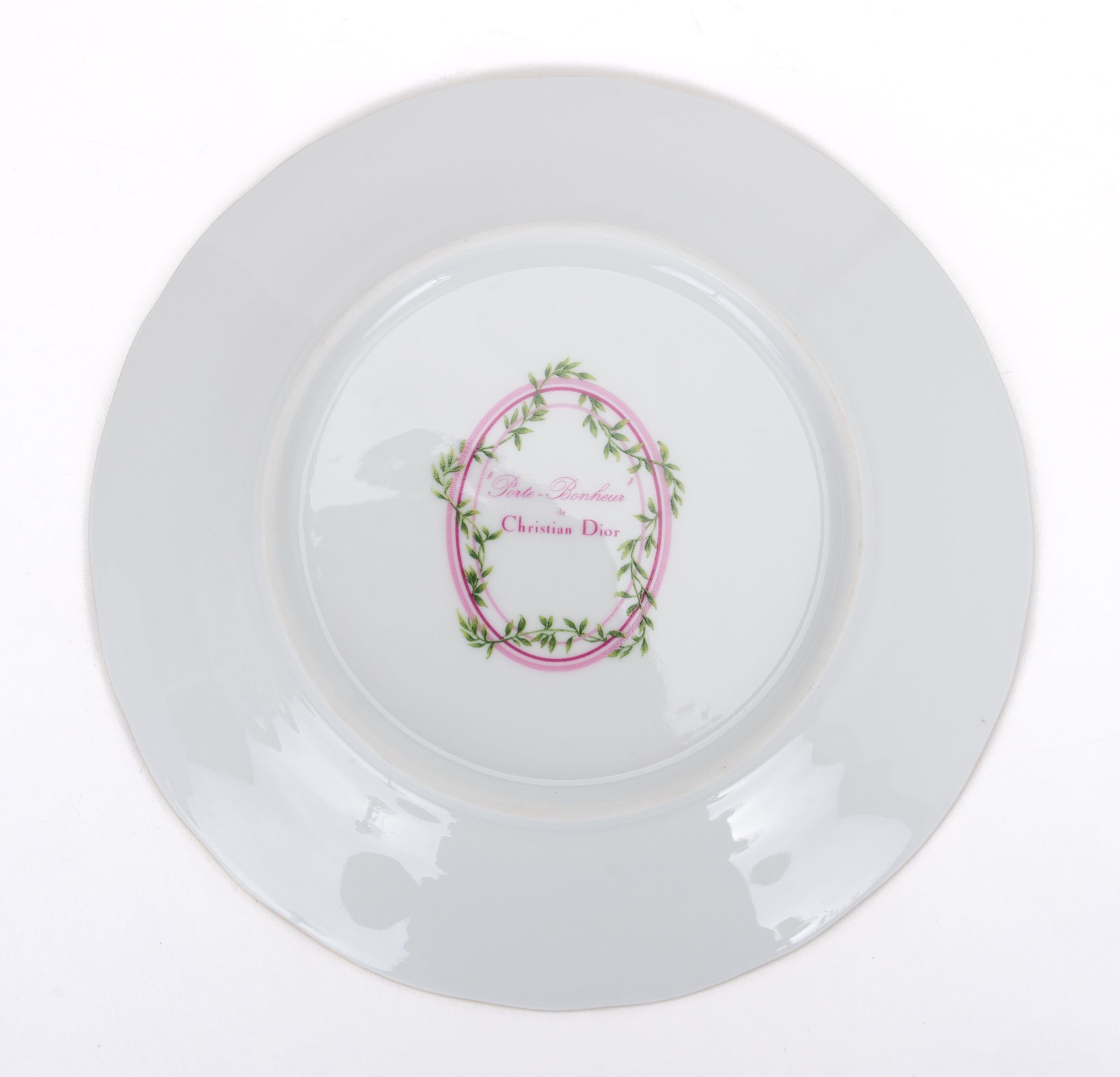 Dior Set/4 Rosa Porzellan-Dessertteller für Damen oder Herren