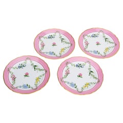 Ensemble Dior/4 assiettes à dessert en porcelaine rose