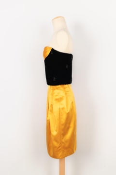 Conjunto Dior Compuesto por Top Bustier de Seda Negra y Terciopelo