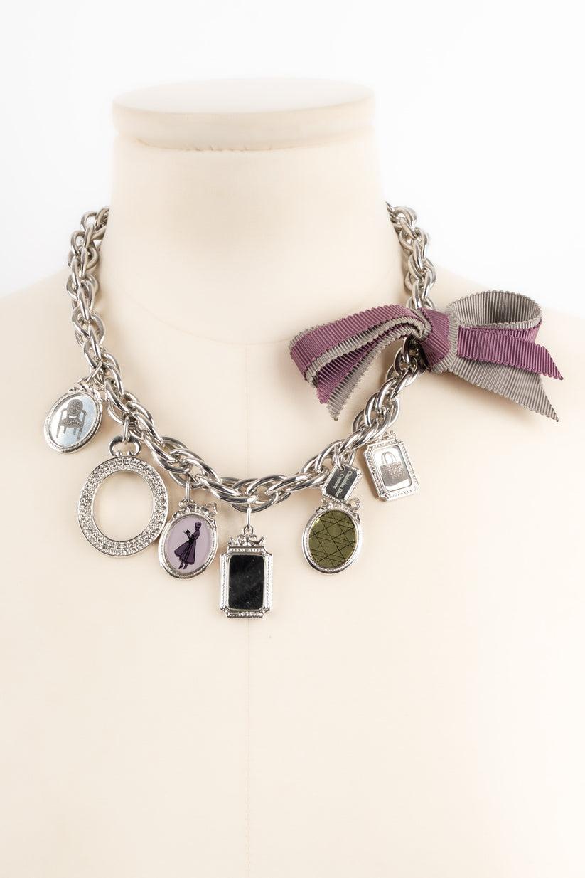 Dior Set of Necklace and a Bracelet in Silvery Metal In Good Condition For Sale In SAINT-OUEN-SUR-SEINE, FR