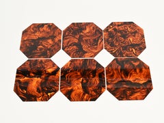 Dior Set of Six Charger Plates in Tortoiseshell Effect Lucite, Italy 1970s
