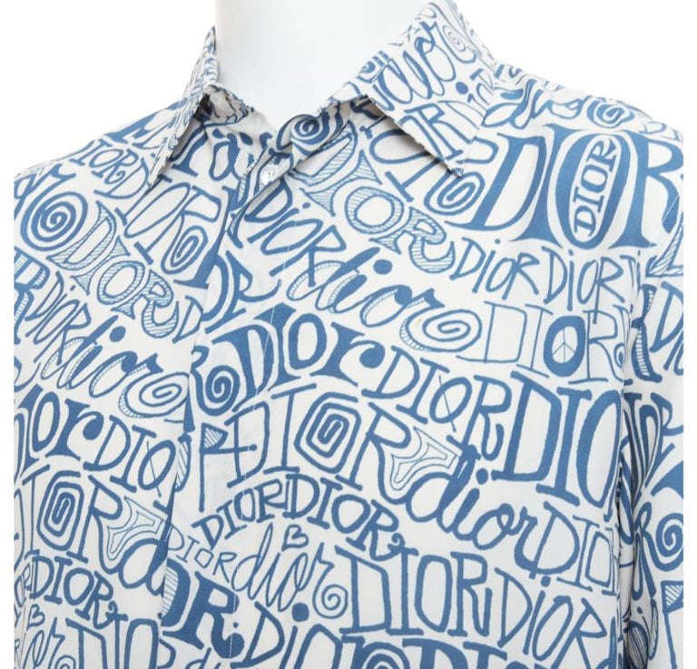 DIOR Chemise boutonnée à imprimé logo tourbillonnant et graffiti