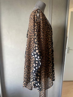 Dior Sheer Black and Bronze Polka Dot Chiffon Dress Tunic with CD Hardware