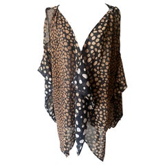 Dior Sheer Black and Bronze Polka Dot Chiffon Dress Tunic with CD Hardware