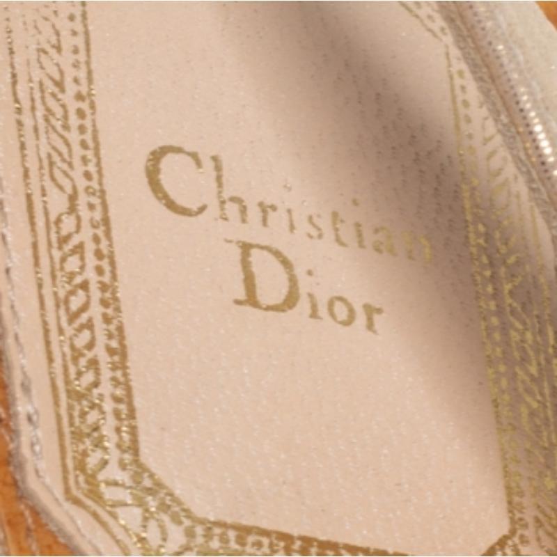 Dior Shimmery Leather Bow Detail Platform Sandals Size 38.5 For Sale 1