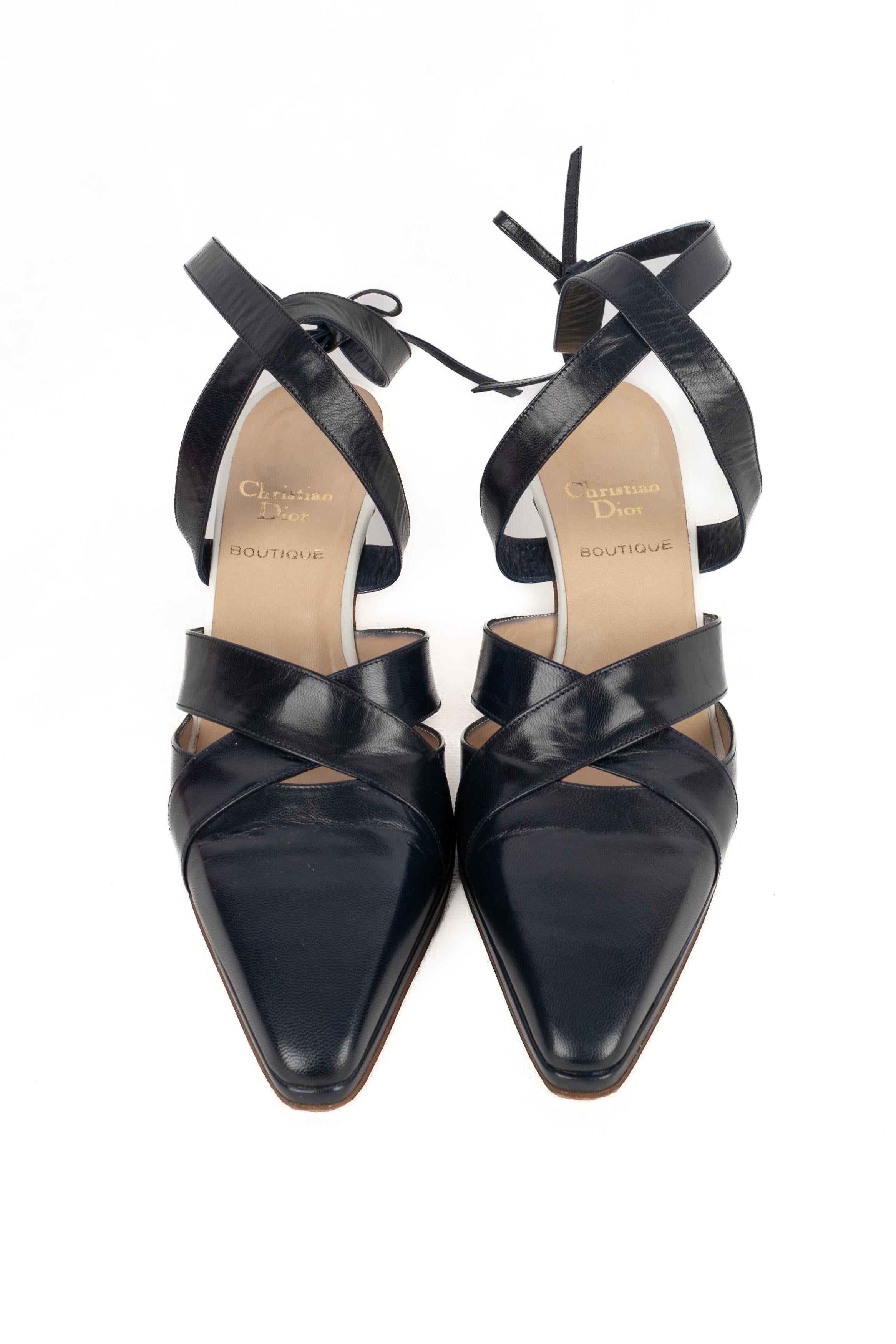 Black Dior shoes with bridles For Sale
